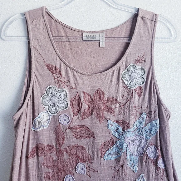 LOGO by Lori Goldstein Floral Lace Sleeveless Tank Top - Picture 2 of 7